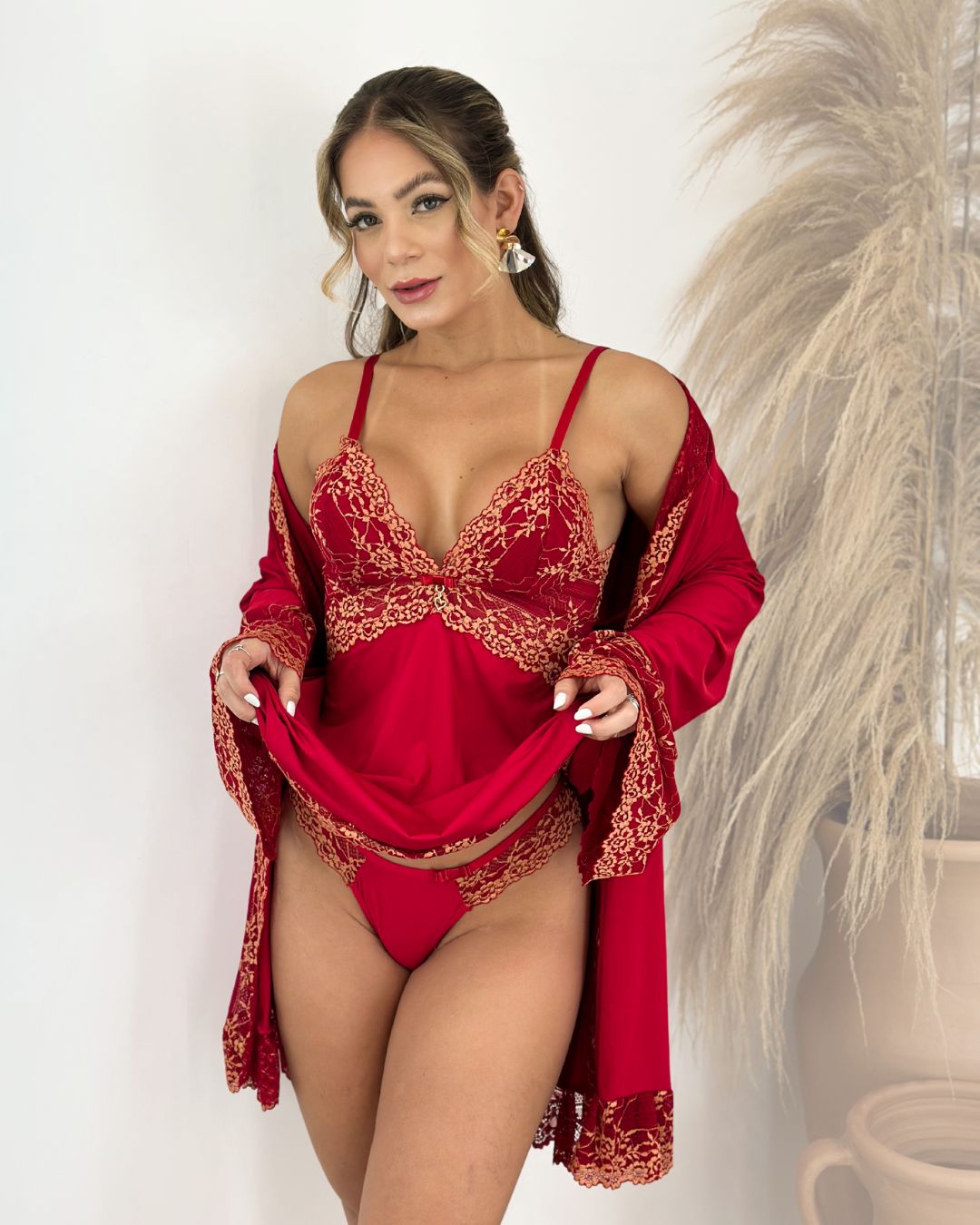 Valentino Set - Nightgown + Robe and Panties