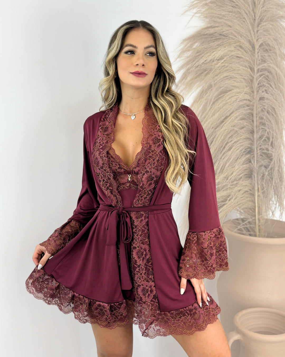 Château Margaux Set - Nightgown + Robe and Panties