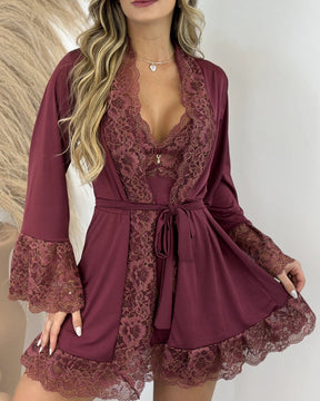 Château Margaux Set - Nightgown + Robe and Panties
