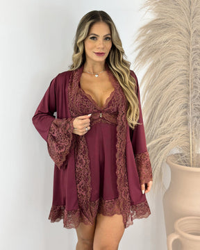 Château Margaux Set - Nightgown + Robe and Panties