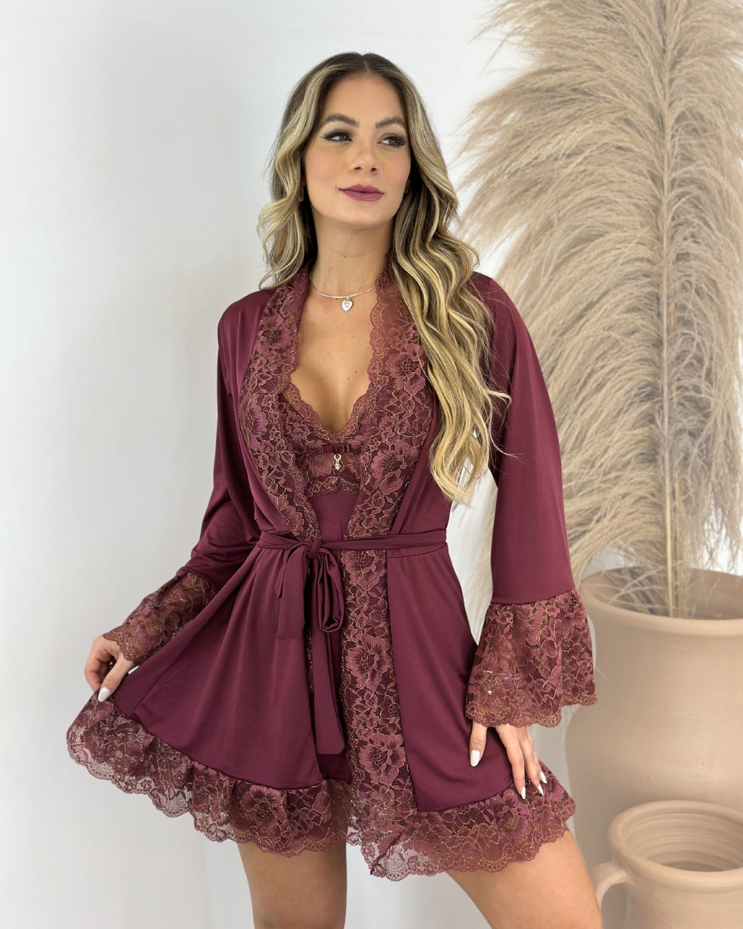 Château Margaux Set - Nightgown + Robe and Panties
