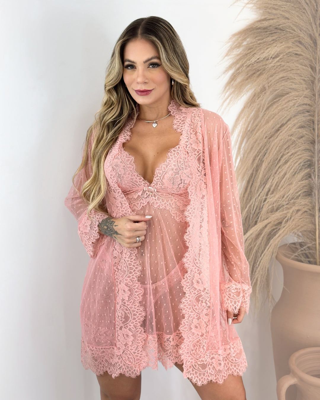 Voile de Paris Set - Nightgown + Robe and Panties