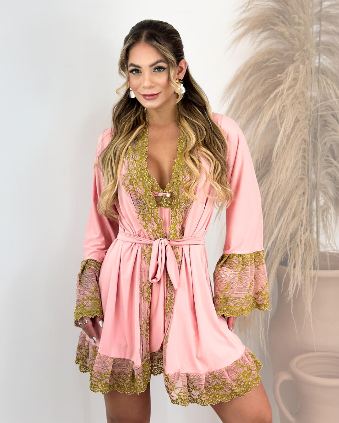 Lady Primrose Set - Nightgown + Robe and Panties
