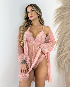 Voile de Paris Set - Nightgown + Robe and Panties