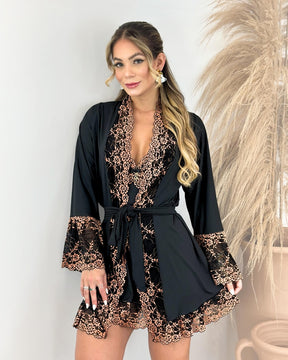 Couronne d’Or Set - Nightgown + Robe and Panties
