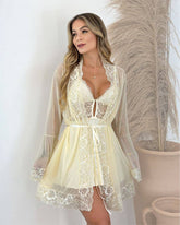 J’adore Nightgown + Panties + Robe Set in Tulle and Lace