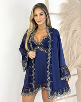 Laurent Opium Set - Nightgown + Robe and Panties