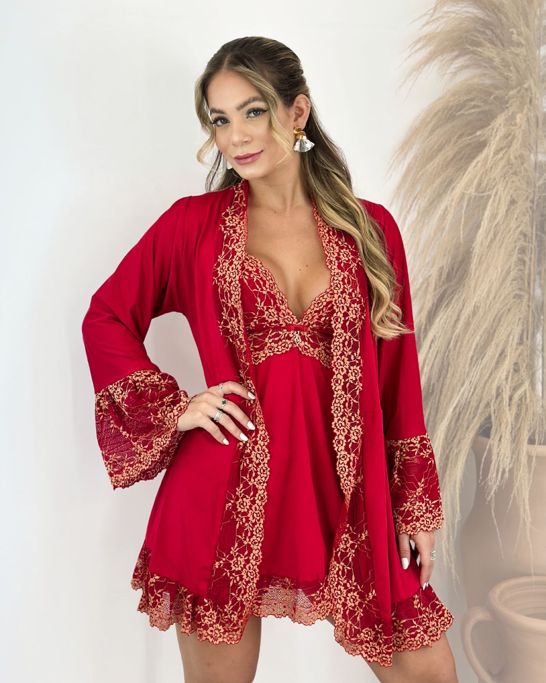 Valentino Set - Nightgown + Robe and Panties