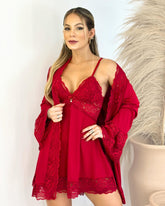 L’Essence Rouge Set - Nightgown + Robe and Panties into Baby-Doll L’Essence Rouge