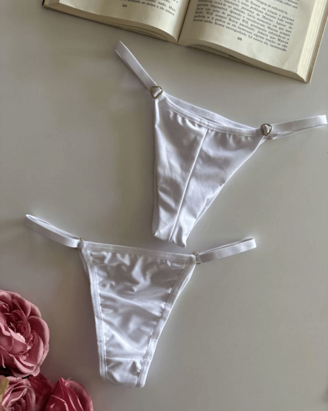 Adjustable Thong Panty - White