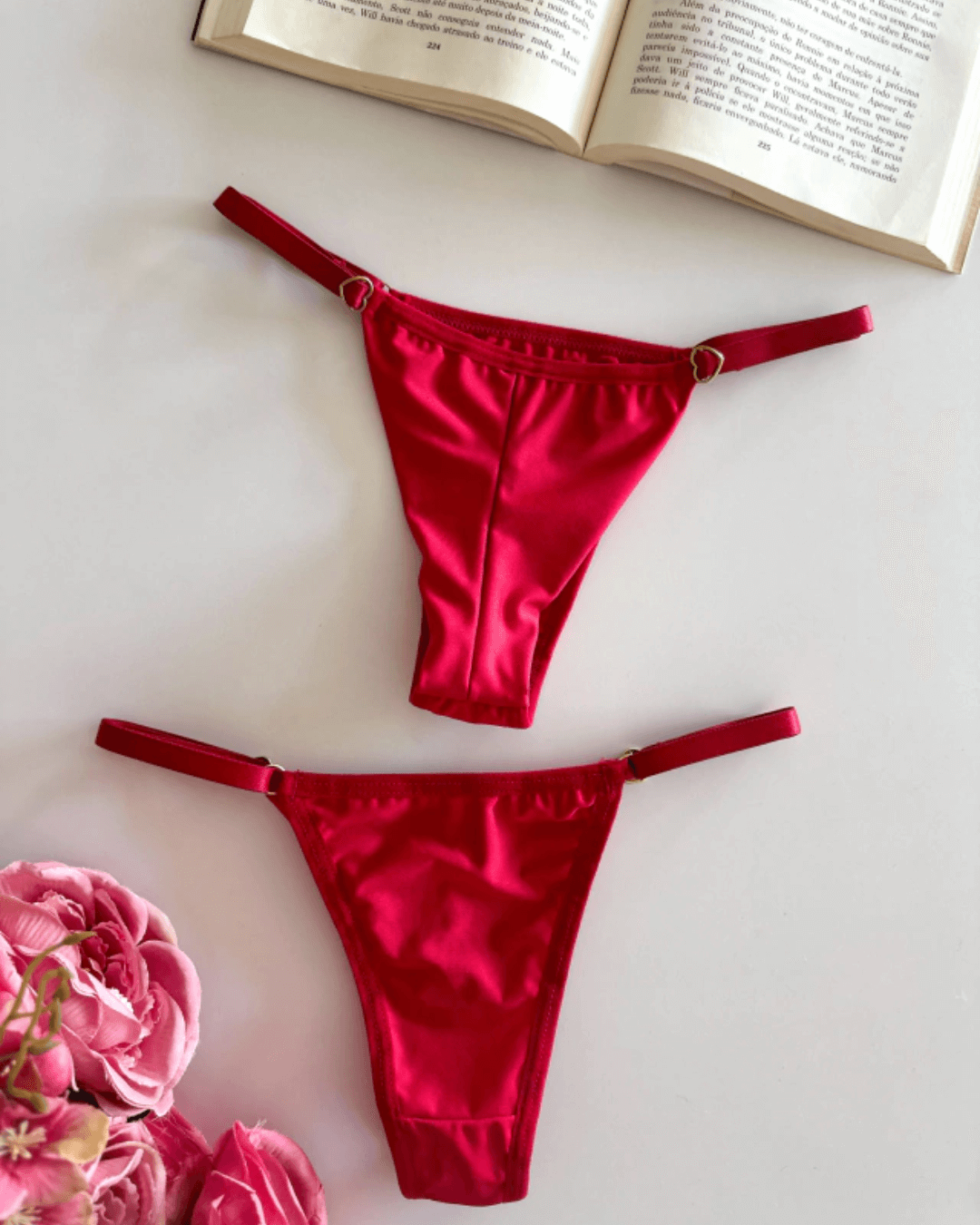 Adjustable Thong Panty - Red