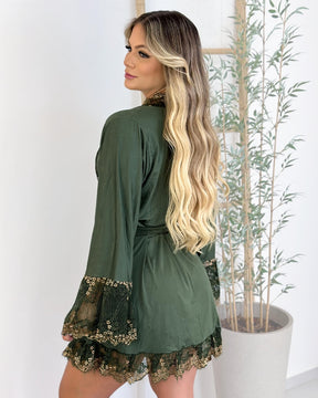 Royal Esmerald Set - Nightgown + Robe and Panties