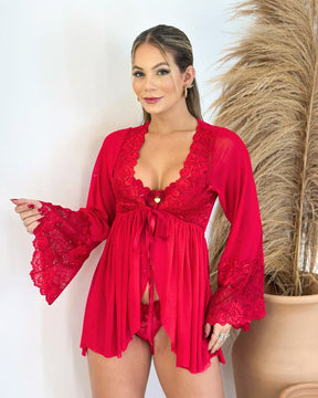 La Rouge Robe in Lace and Tulle - Red