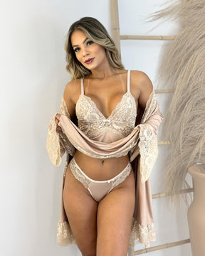 J’Prestige Set - Nightgown + Robe and Panties